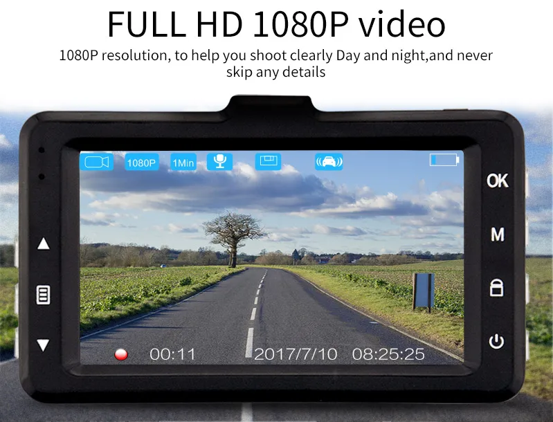 Denicer Dash Cam 3,0 дюймов экран камера Full HD 1080P Автомобильный регистратор видео рекордер 170 градусов широкоугольный Автомобильный видеорегистратор
