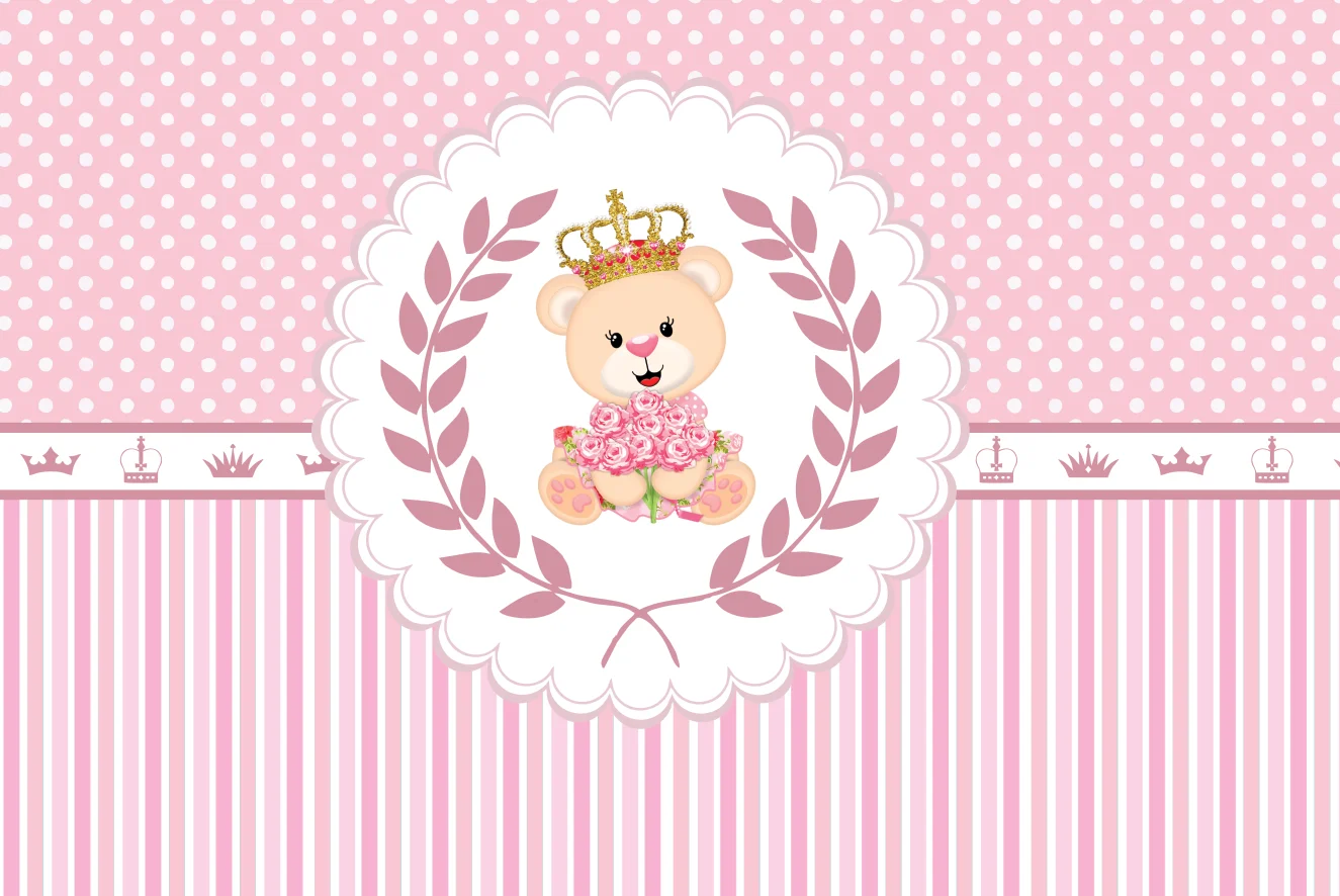 7x5ft светильник для девочек в розовом цвете Teddy Bear Baby Shower полоски рамки фото студии