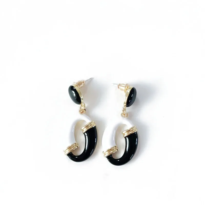 CHOW APINO эмаль белый и черный элегантные серьги для женщин День матери/подарок на