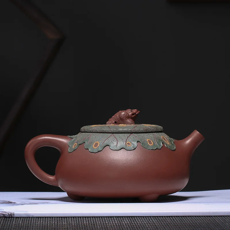 Yixing Purply Clay tea Teapot Raw Ore Purple Mud Gold Toad Lotus Leaf Pot Chinese Kongfu Tea Pots 4 cups 1 teapot | Дом и сад