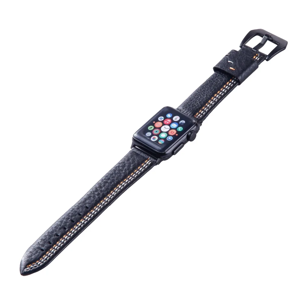 Fashion Quality Leather Strap for Apple Watch Series 5 4 3 2 1 Buckle Watchband 38 42mm iWatch Replacement Band 40 44MM | Наручные часы