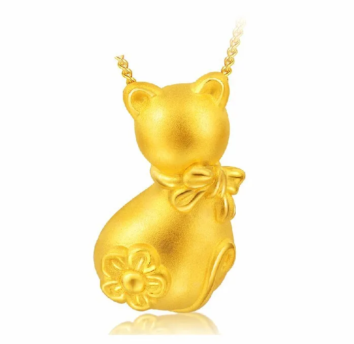 999 24 k подвеска из желтого золота 3D кошачий подарок 1 79 г | Украшения и аксессуары