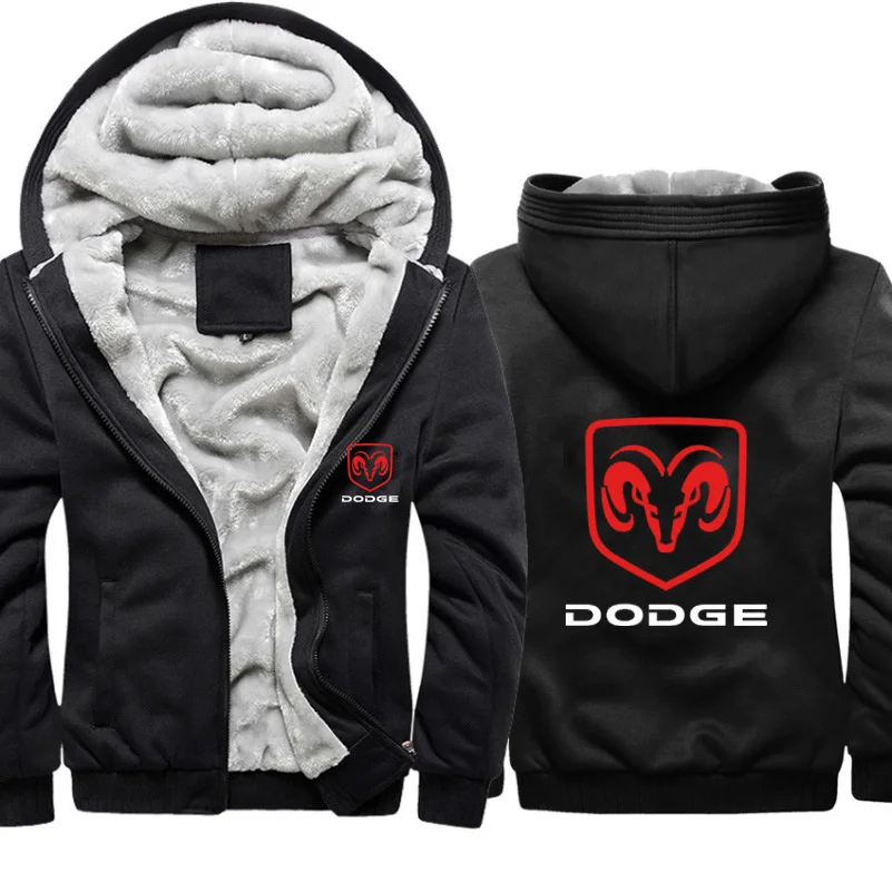 Мужские толстовки с капюшоном Dodge Car, куртка с принтом логотипа, мужская толстовка с капюшоном, модная зимняя теплая флисовая хлопковая куртка на молнии, мужские спортивные костюмы - Color: 803