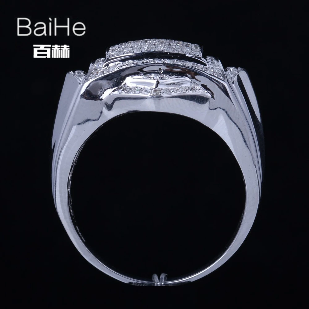 BAIHE, Стерлинговое серебро 925, 0.7CT, сертифицировано H/I, круглая огранка,, настоящие натуральные бриллианты, свадебные мужские классические ювелирные изделия, кольцо