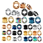 2 шт.лот, хирургические стальные затычки для ушей и туннели, расширители, двойные расклешенные винтовые затычки для ушей, манометры, серьги, ювелирные изделия для тела