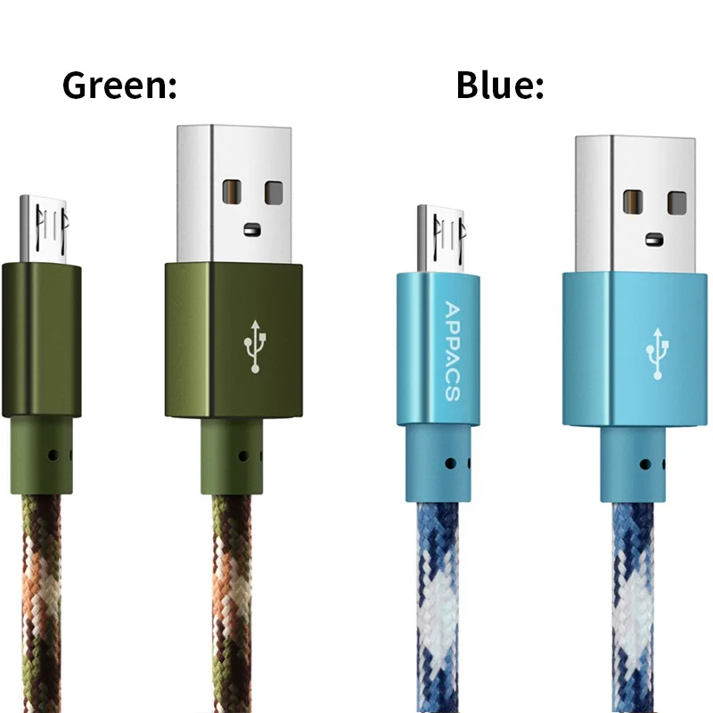 Micro USB Android зарядный кабель APPACS6.6Ft нейлоновый Плетеный высокоскоростной 2 0 к шнур