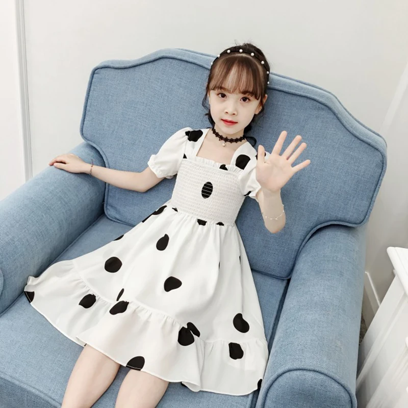 fashion dot teenage girl dress 2019 summer toddler baby girls vestidos elegant party and wedding 6 8 10 12 years | Детская одежда и