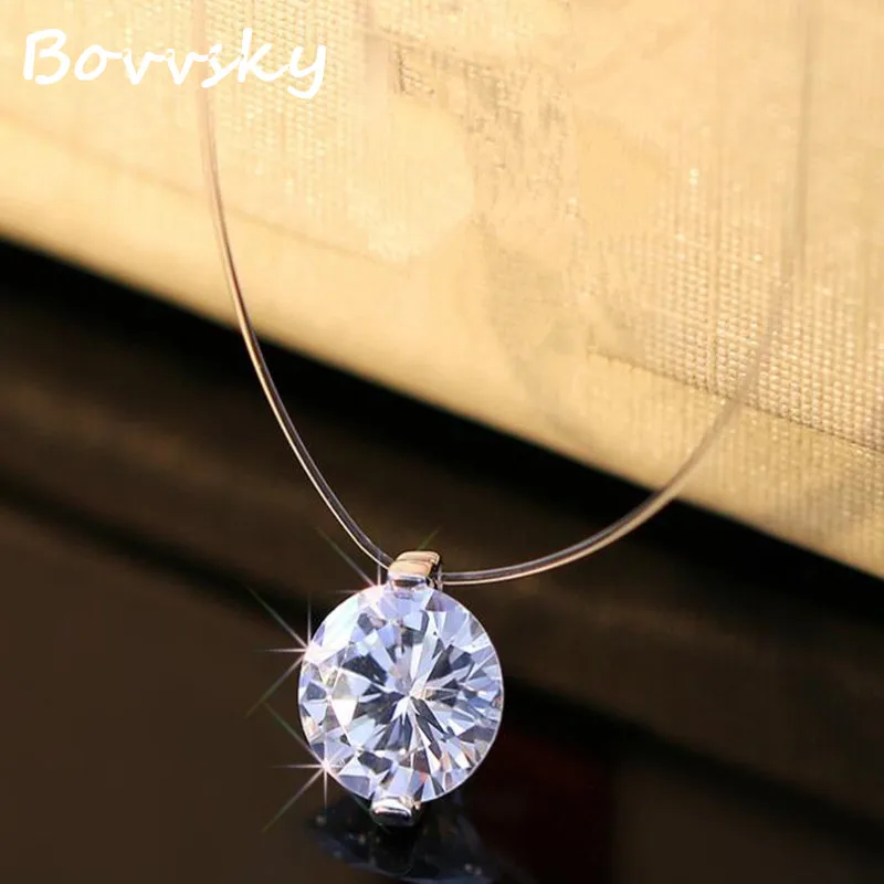 Ожерелье bovvvsky невидимая леска ослепляющее циркониевое ожерелье и прозрачная