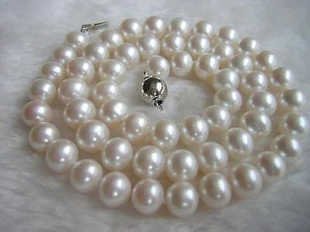 Fashion Exquisite 9-10MM WHITE AKOYA Cultivation PEARL NECKLACE AAA 18