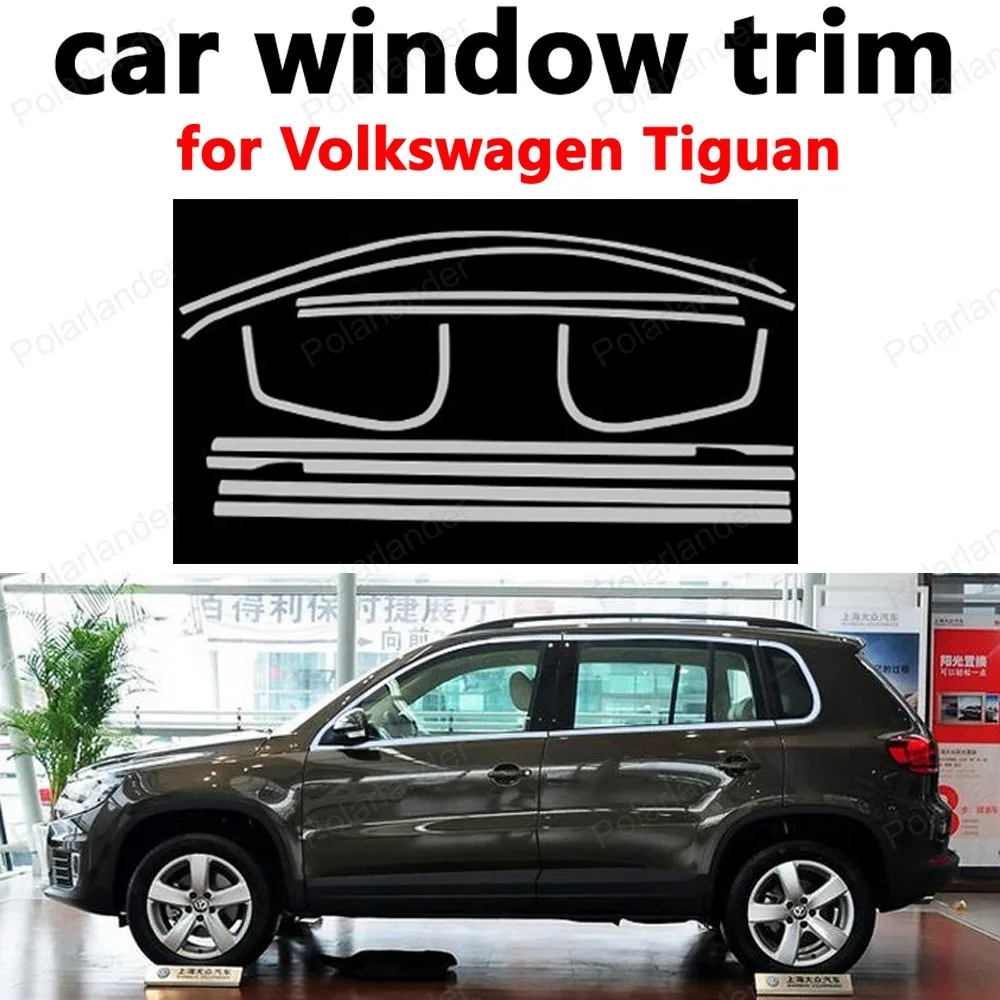 

for V-olkswagen Tiguan Car Styling Window Trim Stainless Steel Car Exterior Accessories Decoration Strips without column
