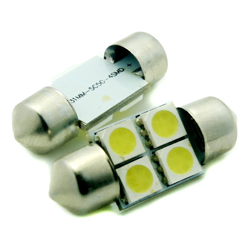 2 шт./лот гирлянда 4SMD белая 5050 Светодиодная лампа C5W No Canbus 28 мм 31 36 39 41 интерьерная