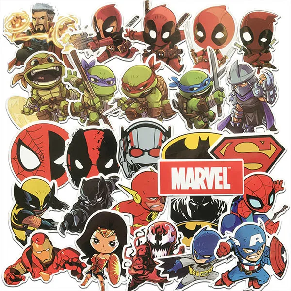 As the picture show 100 шт./лот супер наклейки герои MARVEL наклейки-Граффити стикер для DIY скейтборд багаж ноутбук коврик телефон холодильник гитара детская игрушка - Цвет: As the picture show