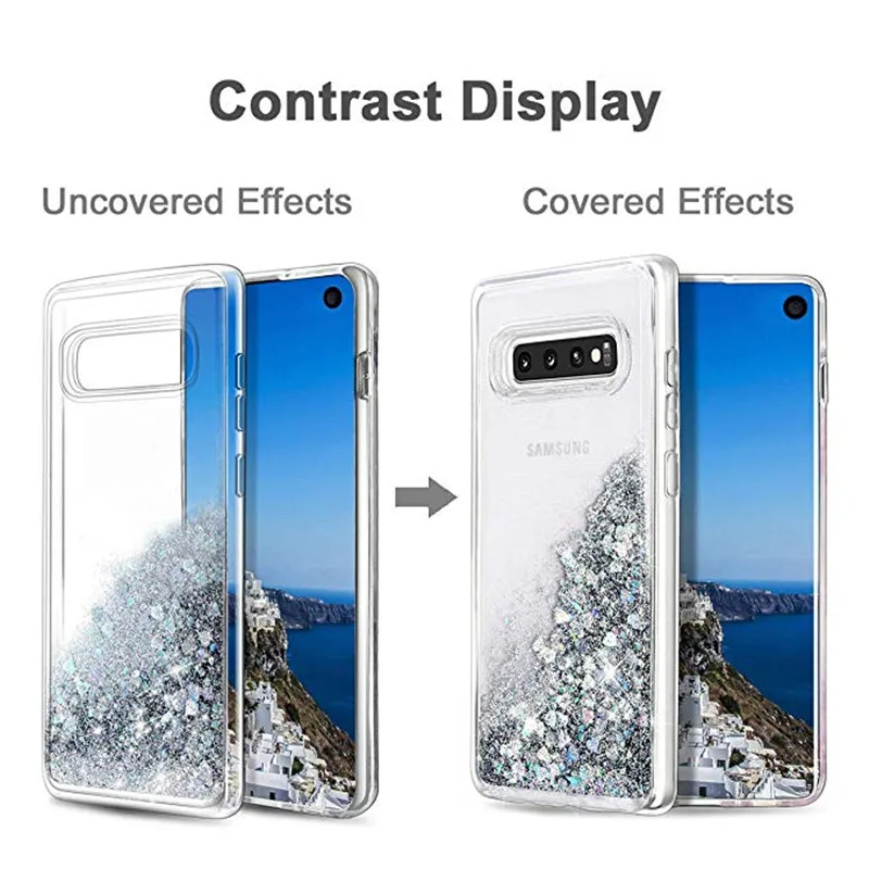 Блестящий Жидкий чехол Quicksand для samsung Galaxy S10, чехол с водопадом, ослепительный, сверкающий двухслойный прозрачный тонкий стильный