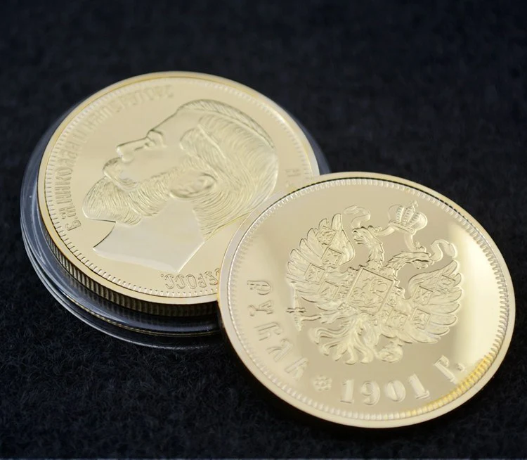 24-K Gold plated 1901 russia 10 Roubles gold Coin copy Drop Shipping | Дом и сад