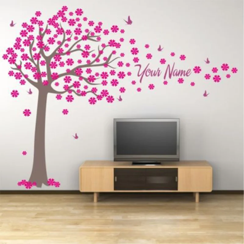 

Tree and Butterflies Decals Custome Girl Or Boy Name Wall Stickers Home Decor Baby Bedroom Wall Decoration Indoor Wall Art Mural