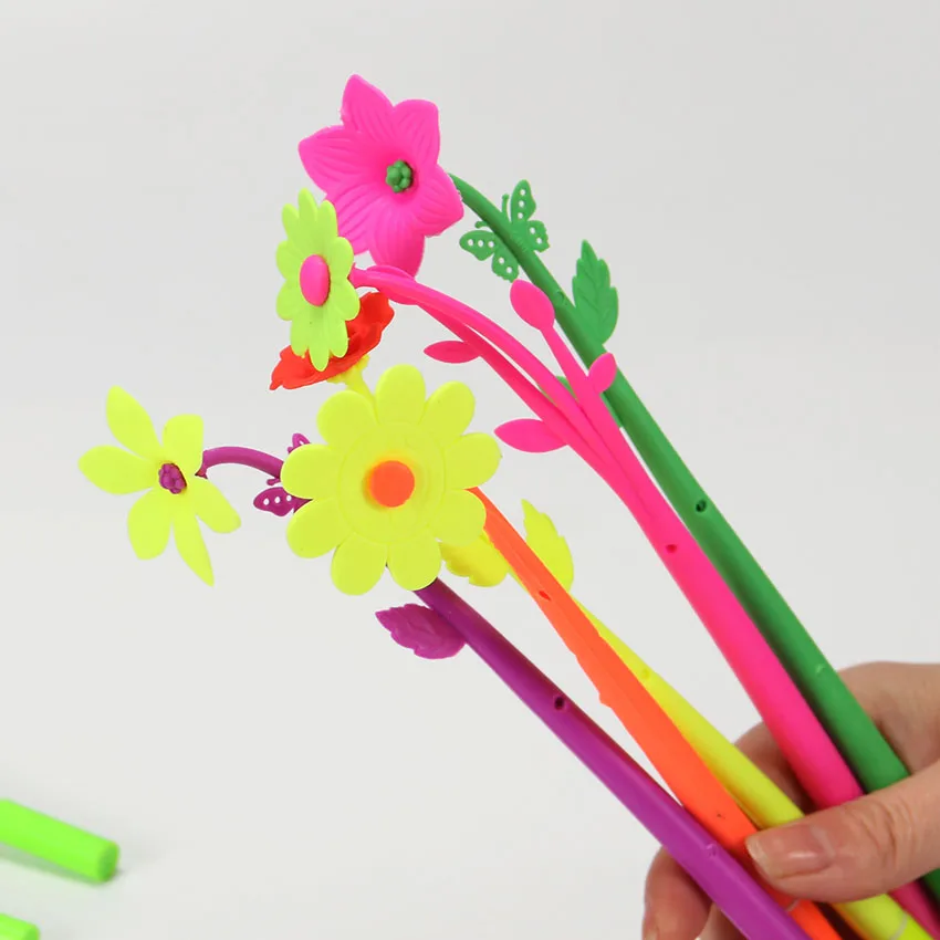 Ручки гелевые с цветами и черными силиконовыми чернилами 0 38 мм|gel pen|gel ink penpens 0.38mm |