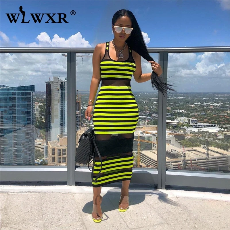 WLWXR повседневное Сетчатое летнее макси платье женский сарафан в стиле пэчворк