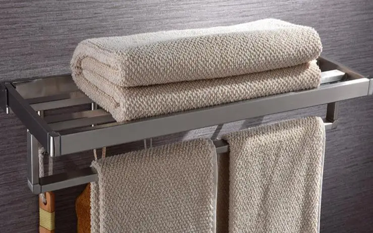 Rack Folding Movable Bath Towel Holder Double Towel Rails Ba