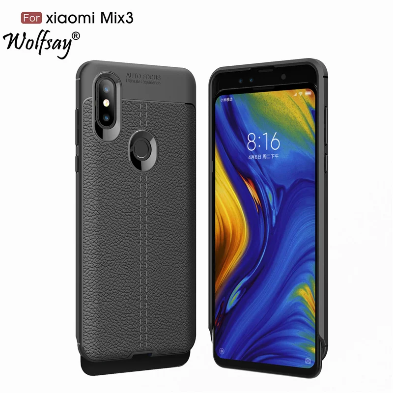 Чехол для Xiaomi MI MIX 3 прочный корпус в стиле личи силиконовый защитный чехол из ТПУ