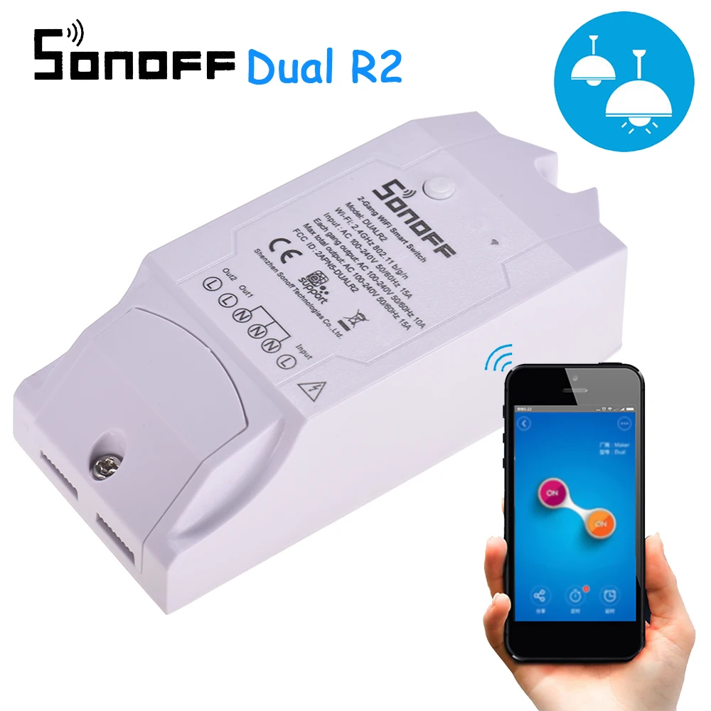 Умный выключатель Sonoff Dual R2 2 канальный с поддержкой Wi Fi|Модули для умного дома| |