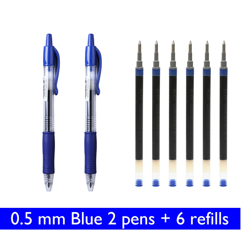 Blue 2 Pen 6 Refill Japan Pilot G2 гелевая ручка, 0,5 мм, водостойкая, грязеотталкивающая, без кислот, для хранения, безопасная BL-G2-5 чернил - Цвет: Blue 2 Pen 6 Refill