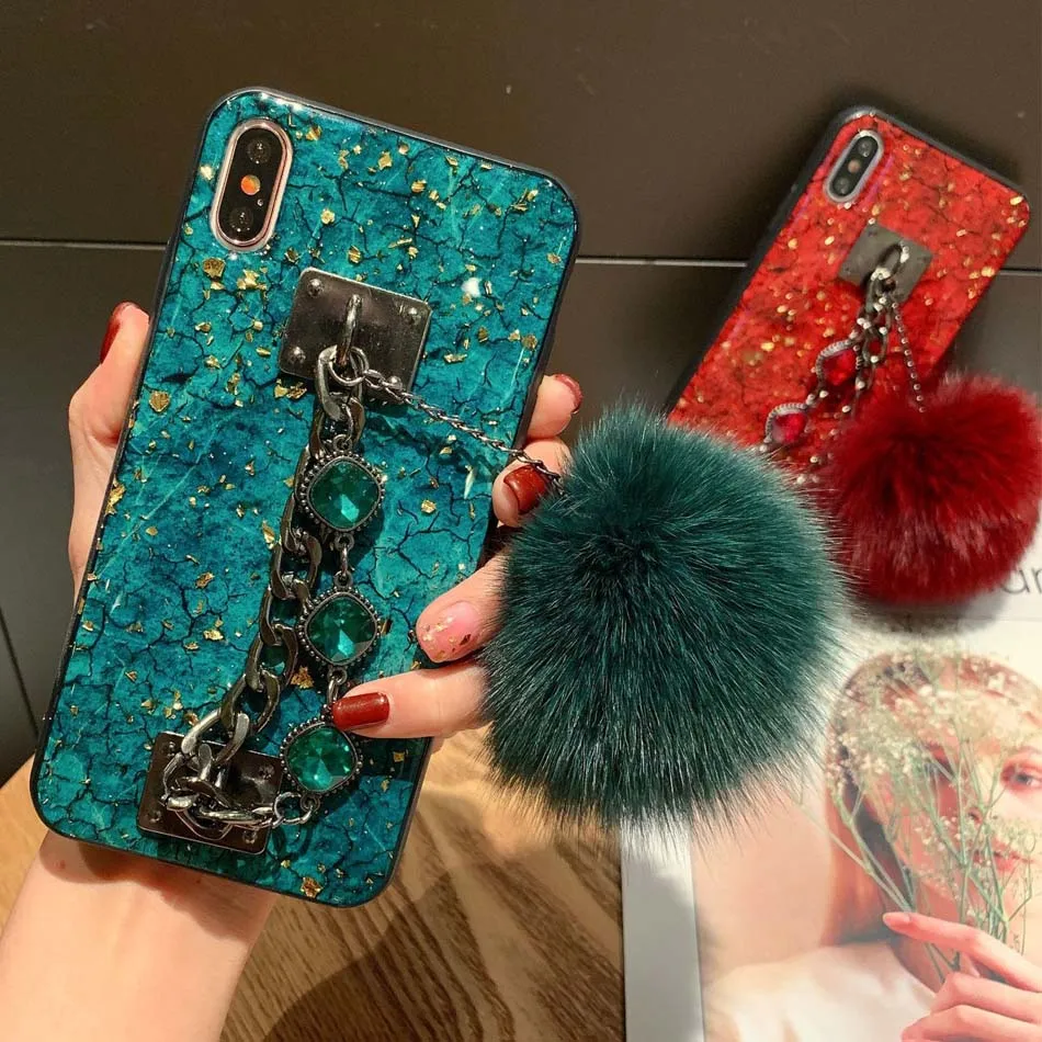 Чехлы для телефонов iPhone 12 Mini 11 Pro Max XR XS X 8 7 6 6S Plus SE 2020 чехол с блестящим лисьим мехом