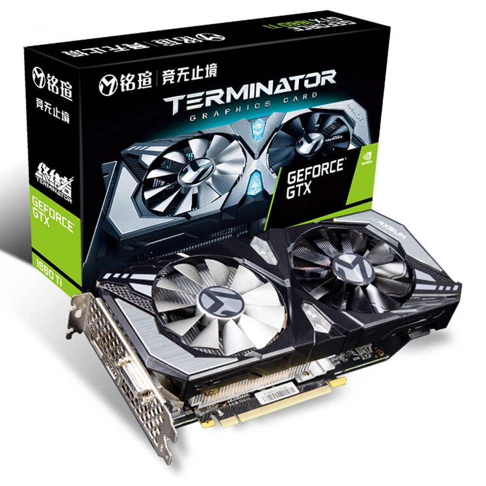 MAXSUN GTX 1660Ti видеокарта Терминатор 6G NVIDIA GDDR6 192bit 12000 МГц 1500 МГц HDMI+ DVI 12nm 1536 единиц GTX1660Ti видеокарта