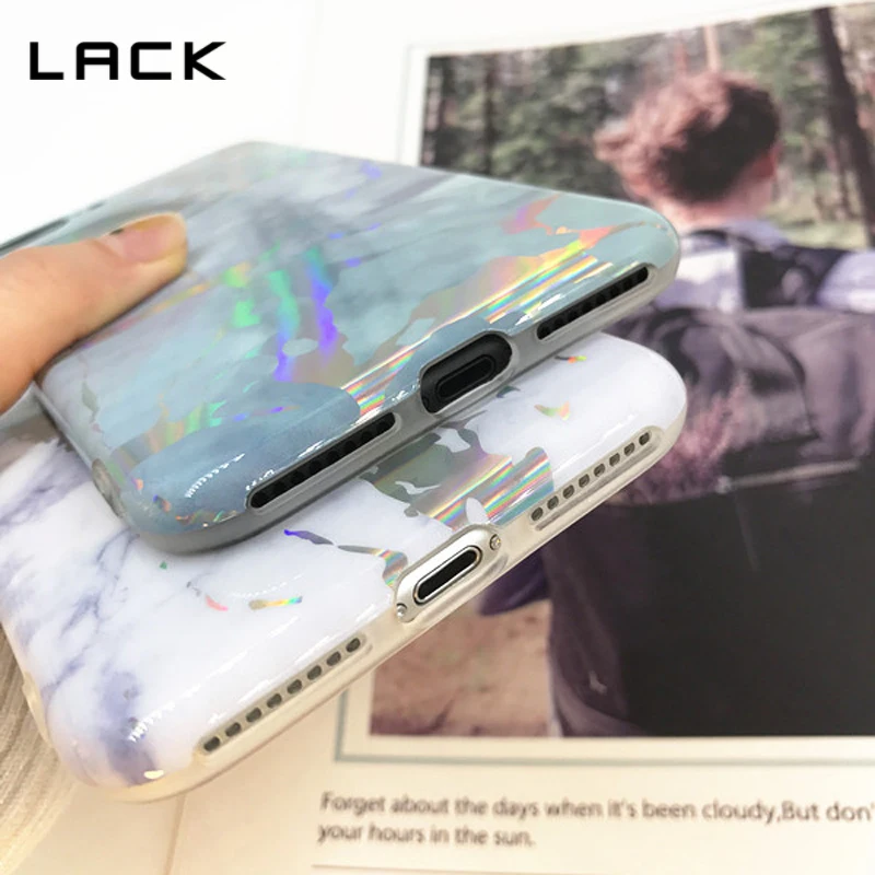LACK Fashion Laser Marble Texture Phone Case For iphone 6 6S 7 8 Plus Soft IMD Mobile Back Cover Coque Funda |