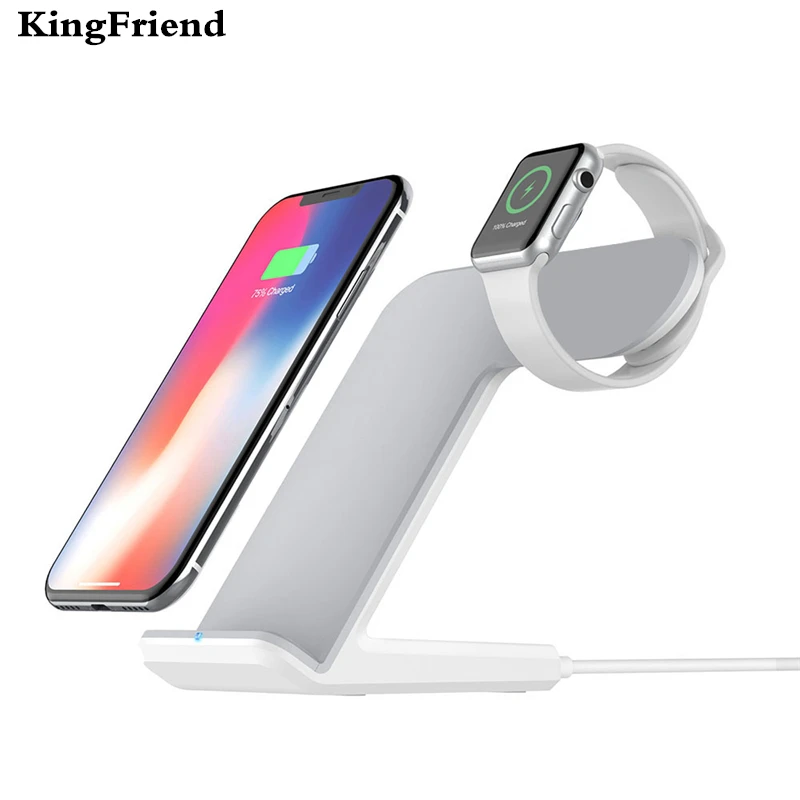 KingFriend 2 в 1 зарядная док станция кронштейн Подставка держатель Qi Беспроводное