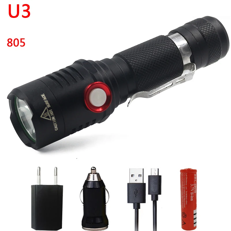Option C Litwod Z20 Micro USB Перезаряжаемый светодиодный фонарик XM-L2 U3 Zoomable 18650 перезаряжаемый аккумулятор фонарик 1 Режим ВКЛ/ВЫКЛ - Испускаемый цвет: Option C