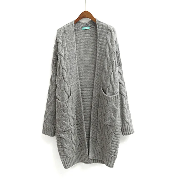 

Winter 2018 Autumn New V Neck Long Cardigan Twist Casual Loose Sweater Women Oversized Poncho Knitted Wear Jumper