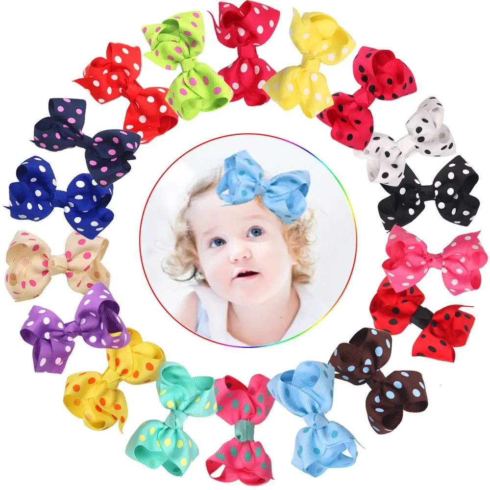 

20 Pcs 3" Girls Ribbon Hair Bow Clips Barrettes For Girl Teens Kids Toddlers