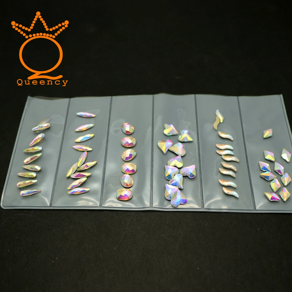 

Стразы для ногтевого дизайна, 6 разных форм, 60 шт./упак., стразы с плоской задней поверхностью, кристаллы для ногтей, цветные стеклянные страз...
