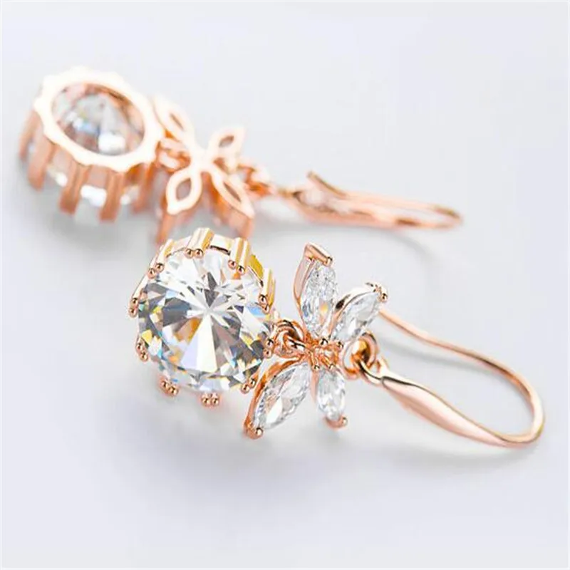 Висячие серьги золотого цвета с фианитами для женщин модные свадебные ювелирные