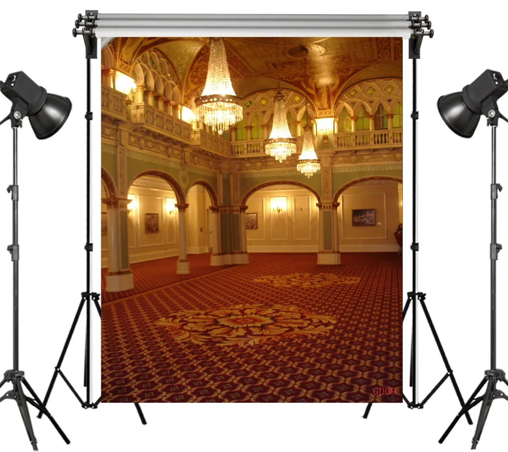 

LB 6x9FT Palace Gorgeous Carpet Crystal Chandeliers Seamless Washable No Folds Polyester Backdrop Background Photography Studio