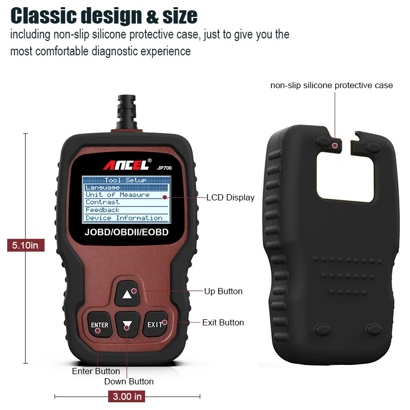 Диагностический сканер Ancel JP700 OBD2 устройство для чтения кодов OBD 2 Honda Toyota Nissan