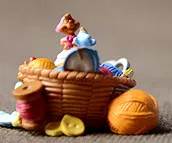 Collection Original Cute Cinderella Mouse Woolen Basket Anime Action DIY PVC Figure Toy Birthday Gift Decoration | Игрушки и хобби