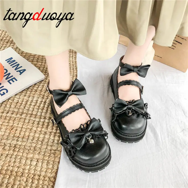 Туфли женские harajuku на низком каблуке с круглым носком и бантом | Обувь