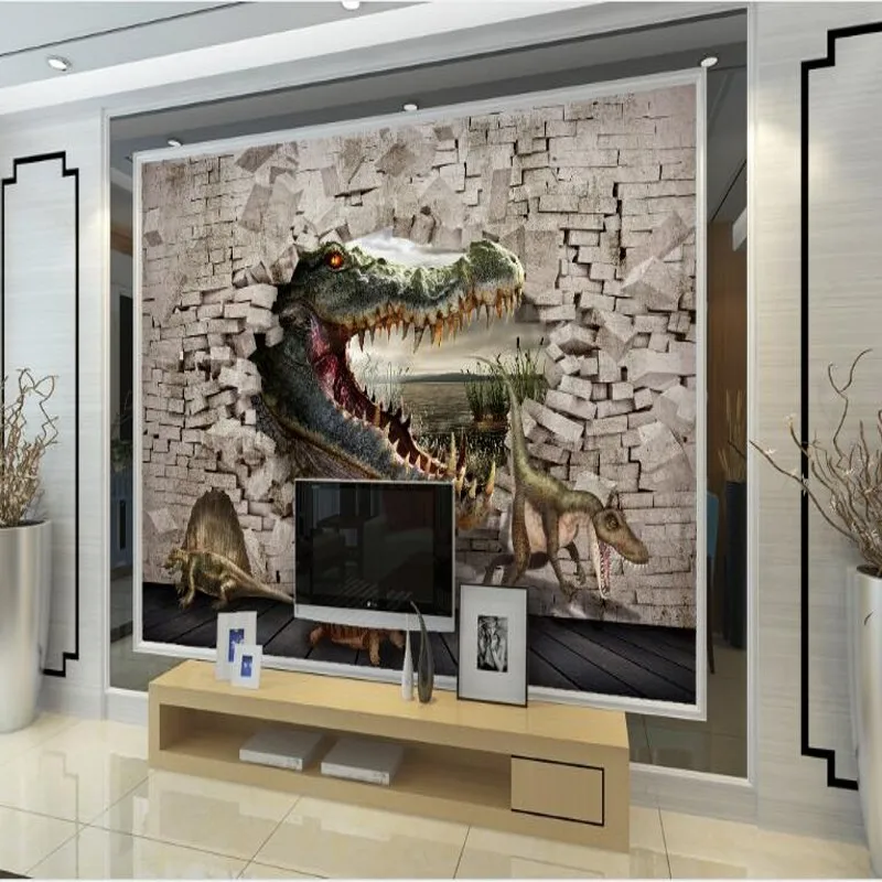 Beibehang фрески крокодил динозавр черепаха 3D стерео Живопись Фон Нетканые