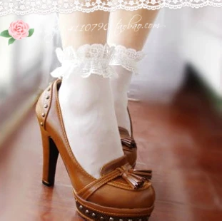 

princess sweet lolita socks vintage spring and summer lace decoration Core-spun Yarn socks white multicolor can choose KCW004