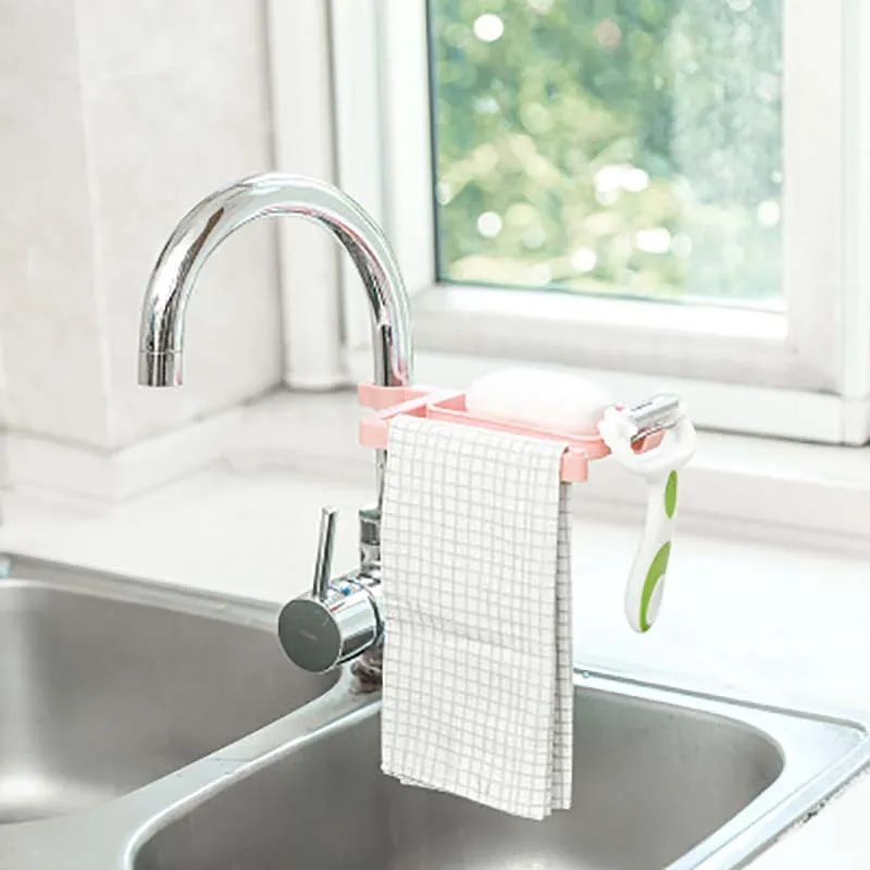 Творческий кран висит стеллаж для хранения раковину полки Полотенца стойки клип