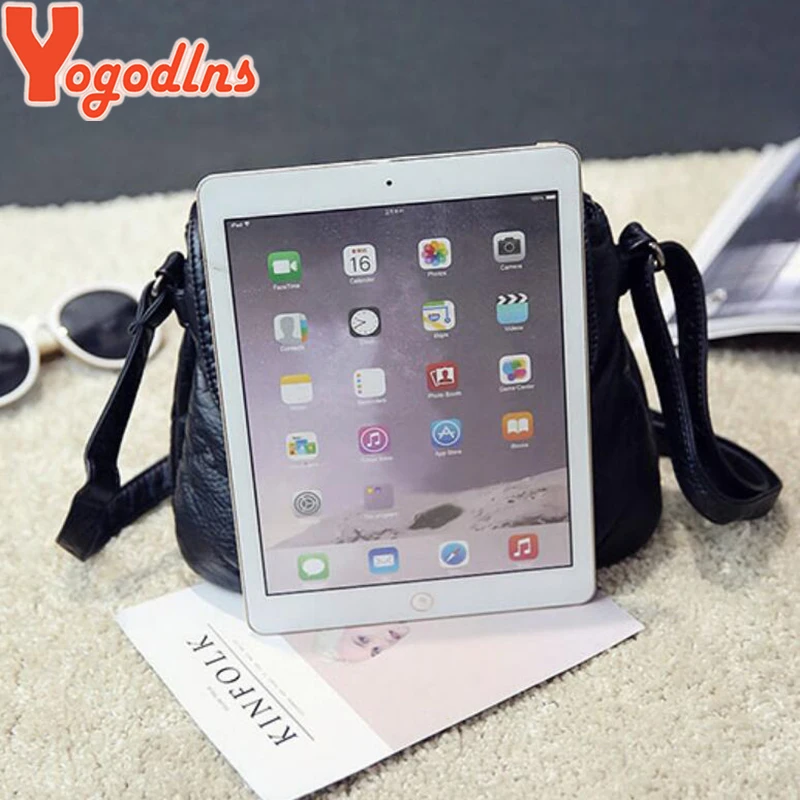 Женский Кожаный Клатч Yogodlns черный с заклепками маленькая Наплечная Сумочка для