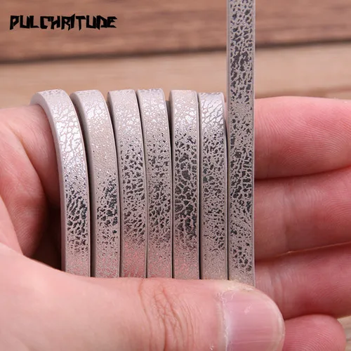 silver 1 корень 1 метр х 5 мм плоский шнур из искусственной кожи и Веревка Diy Ювелирные изделия фурнитура аксессуары модные ювелирные изделия материал для изготовления браслета - Цвет: silver