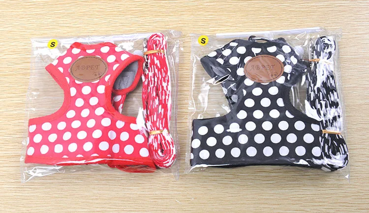 Cartoon Dot Pet Dogs Cloth Chest Harness Leads Soft Dog Chain Adjustable Pattern For Pets Leash | Дом и сад