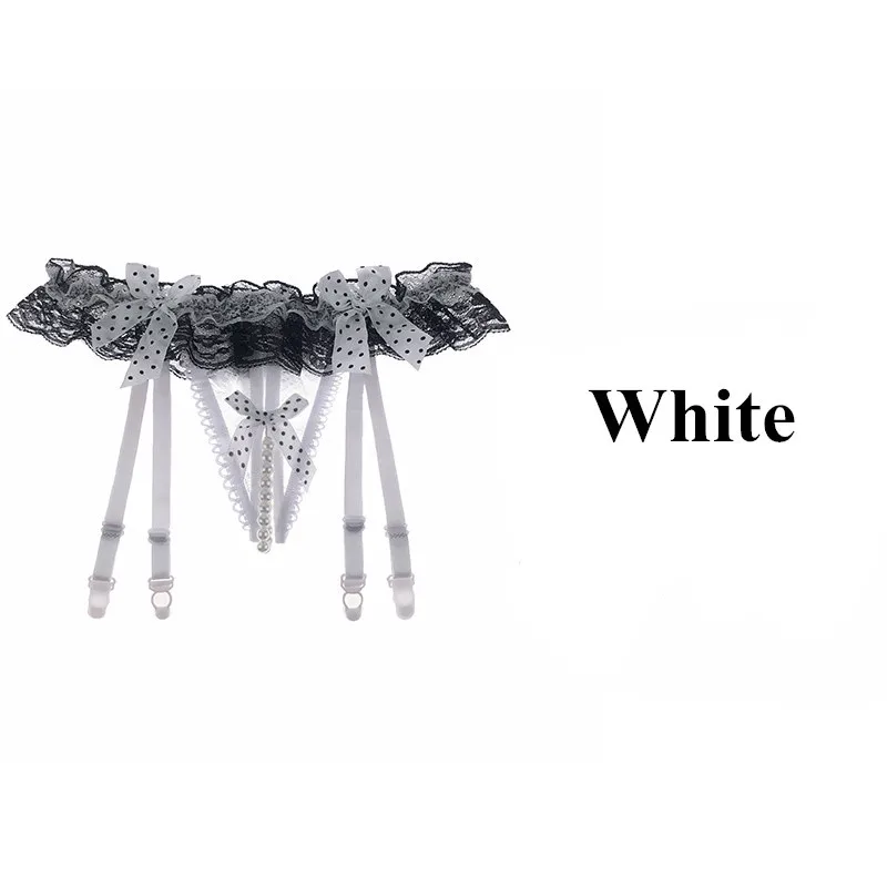 White No Stockings Сексуальная Кружевная подвязка, пояс, прозрачные чулки до бедра, женское эротическое белье, стринги с жемчугом, пояс на подтяжках - Цвет: White No Stockings