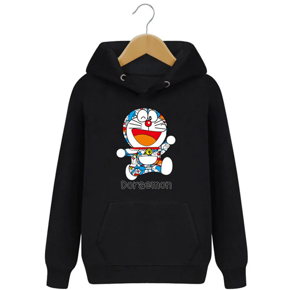 Модные милые толстовки Doraemon с длинным рукавом толстовка капюшоном для пары