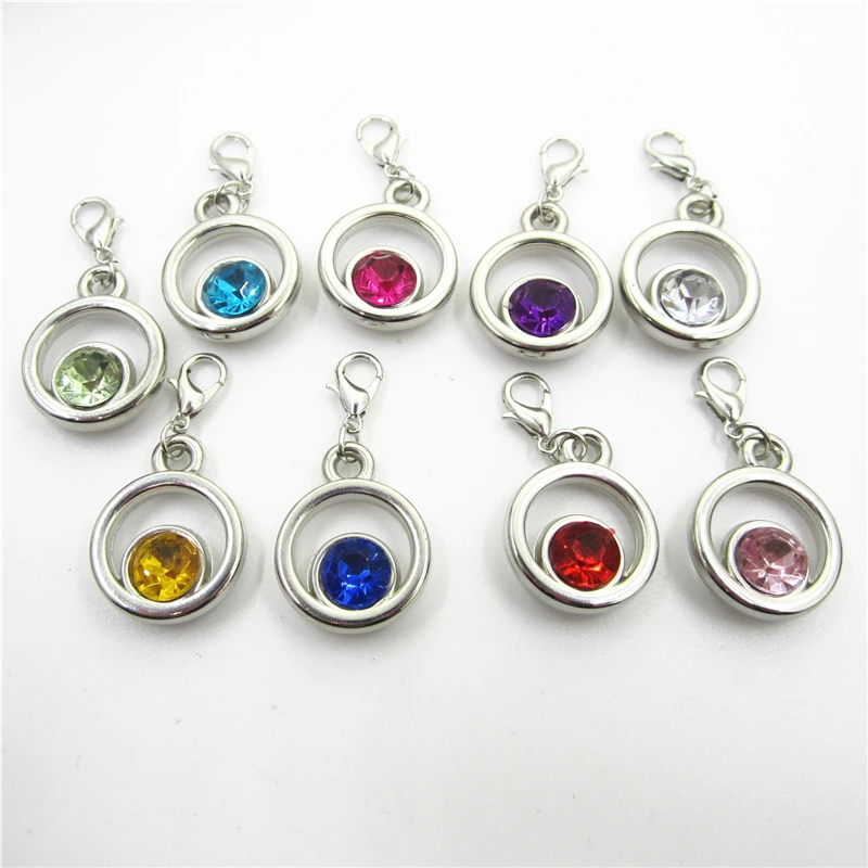 

50pcs/lot Mix random color crystal round dangle charms Lobster clasp Charms CCB hanging charms for bracelet necklace diy jewelry