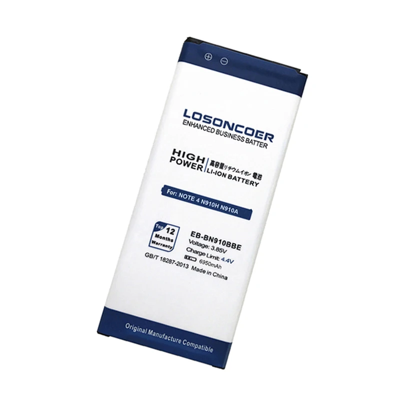 Аккумулятор LOSONCOER 6950 мАч для Samsung Note 4 N910H N910A N910C N910U N910F N910W N910V N910P N910T note4|battery for