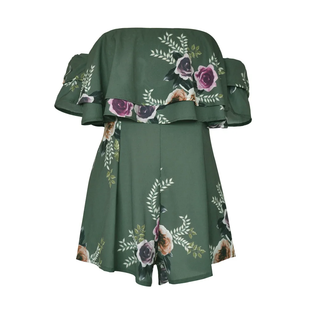 Danjeaner с открытыми плечами Boho Стиль Цветочный принт легкий костюм шортами для