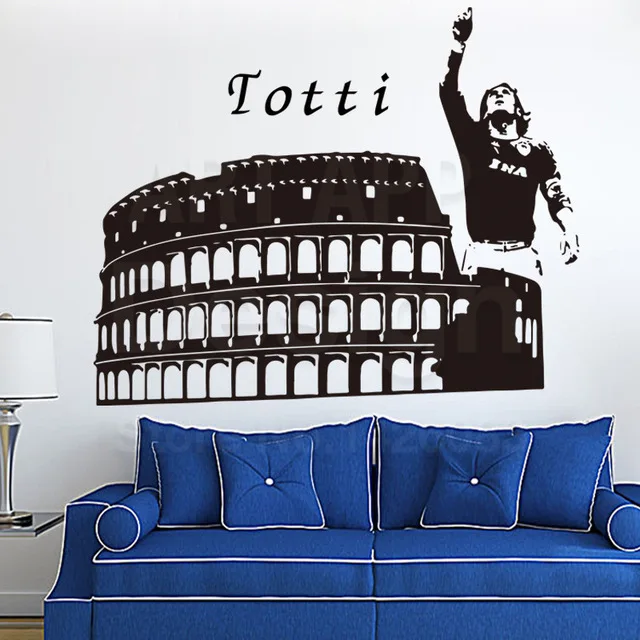 Бесплатная доставка Виниловые настенные наклейки Totti для футбола съемный